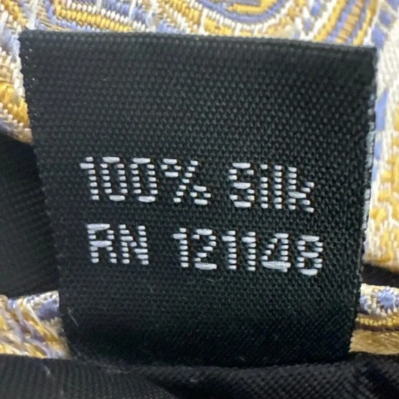 Michael Kors Men’s Yellow Paisley 100% Silk Necktie,  Men’s Preppy Paisley Tie - Picture 3 of 3